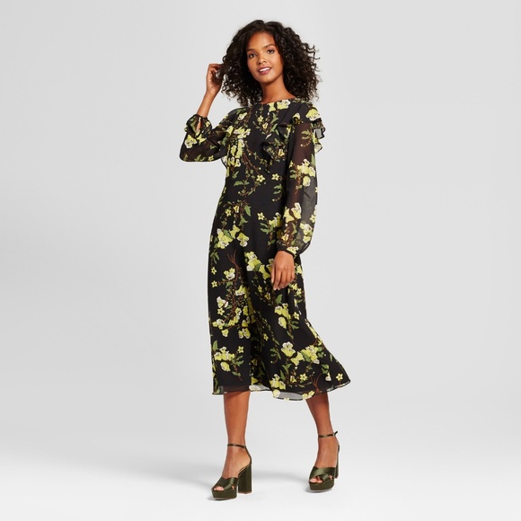 Who What Wear | Floral Ruffle Midi Dress | A88 - Picture 2 of 6
